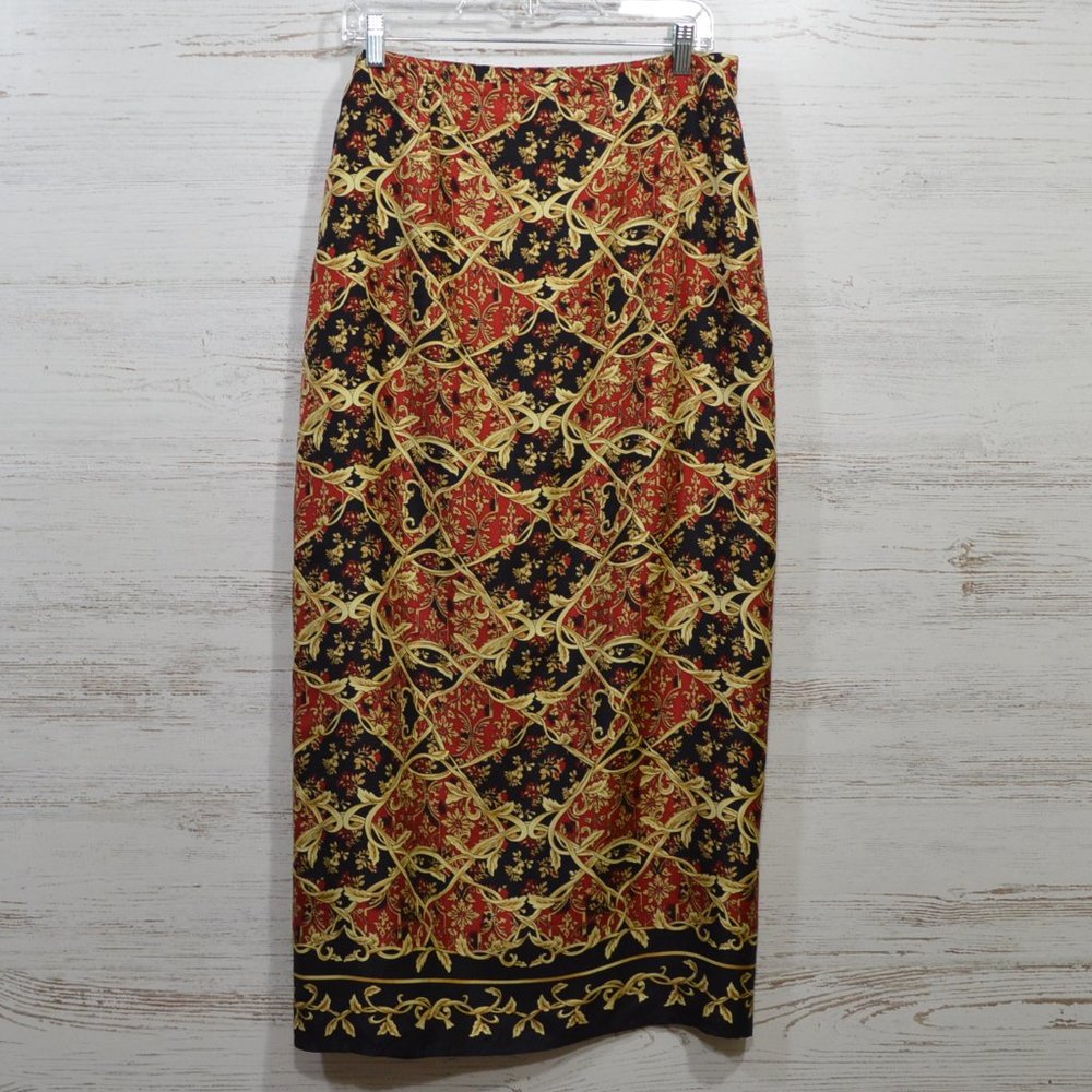 Vintage Silk Wrap Maxi Skirt